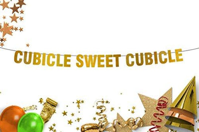 Cubicle Sweet Cubicle Wall hanging Workplace Decor Wall decor Office decor Gold banner - BOSTON CREATIVE COMPANY