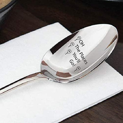 Oh the places you will go Graduation Present engraved Spoon - BOSTON CREATIVE COMPANY