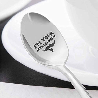 Bestfriend Birthday Gift - I'M YOUR HUCKLEBERRY WESTERN MOUSTACHE Engraved Spoon presents - BOSTON CREATIVE COMPANY