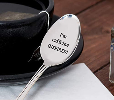 I’m Caffeine Inspired Engraved Spoon Unique Gift Spoon Coffee Lovers Gift Idea Silverware Gift Friendship Gift Funny Steel Gift - BOSTON CREATIVE COMPANY