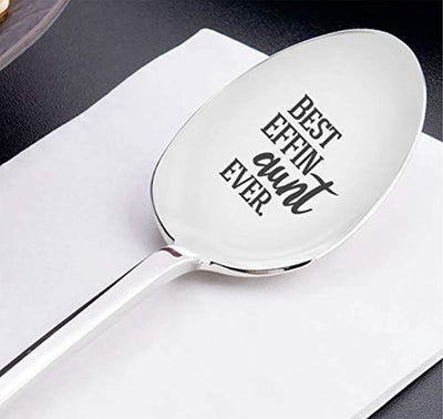 Best Effin Aunt Ever Spoon | Aunt Gifts For Christmas | Best Aunt Ever Gifts | Engraved Stainless Steel Spoon Gifts - BOSTON CREATIVE COMPANY