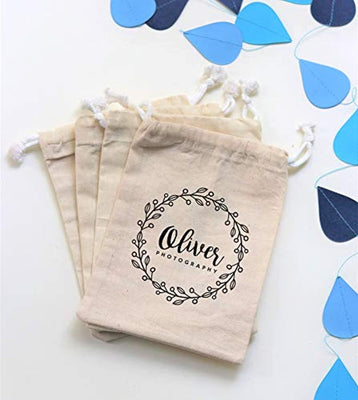 Personalized Favor Bags - Personalize Logo Name Brand Print Drawstring Bags Custom Small fine Cotton Canvas Bag Gift Drawstring Pouches Jewelry Packaging Bags - BOSTON CREATIVE COMPANY