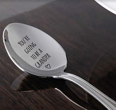 Pregnancy Announcement Reveal Ideas Stainless Steel Engraved Spoon for Grandfather Promotion - BOSTON CREATIVE COMPANY