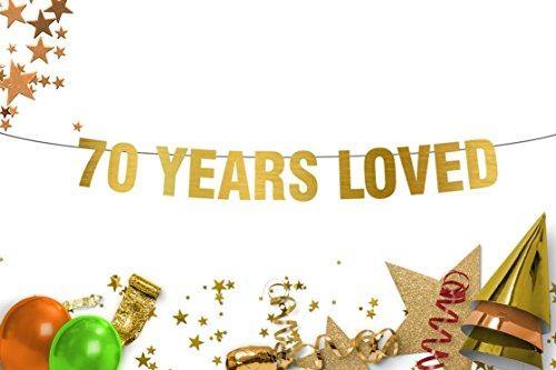 70 Years Loved Banner - 70th birthday party decorations - 70th anniversary - Gold banner - Party Banner - seventy years banner sign - photo prop - happy birthday banner - party decoration - BOSTON CREATIVE COMPANY
