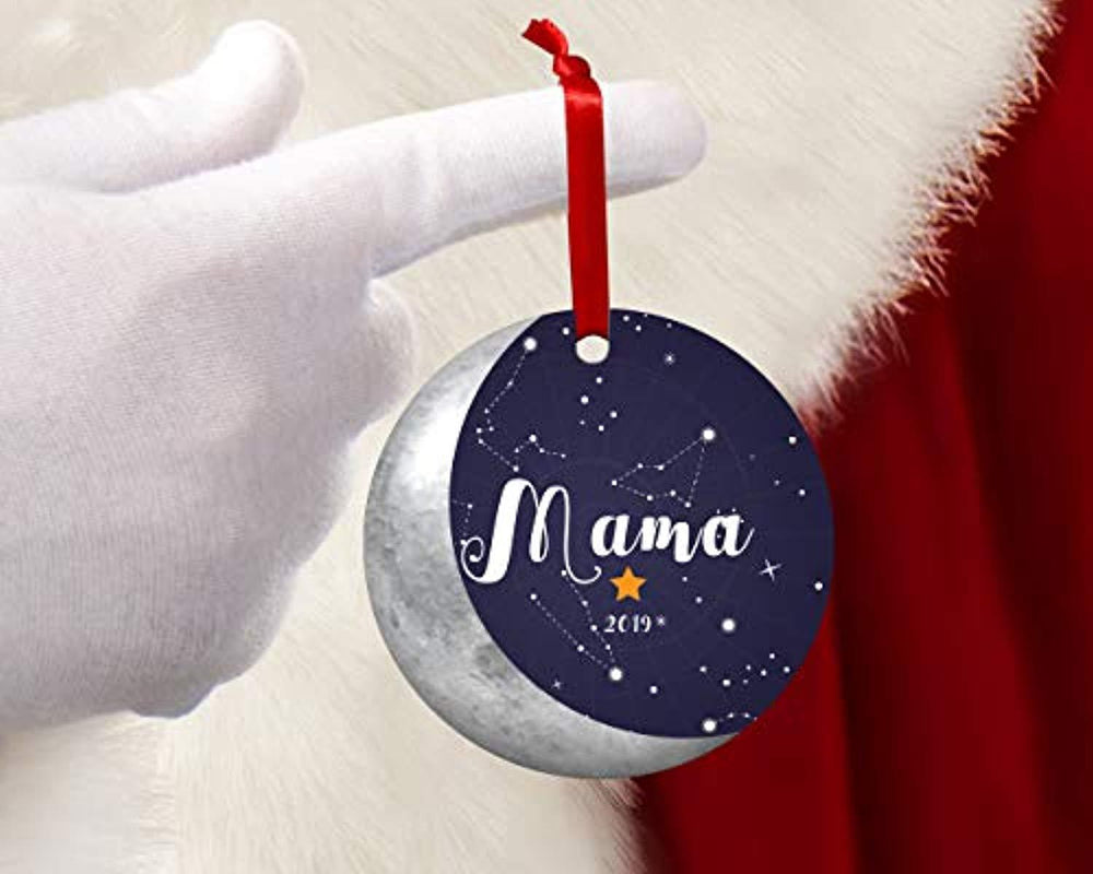 First Christmas as Mother New Mom Christmas Ornament -1st Christmas as New Mama Moon Gift- Babies First Christmas Ornament 2019 - Round 2.75 inch Xmas Tree Decoration Ideas - BOSTON CREATIVE COMPANY