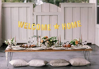 Golden welcome home banner| Baby decoration|Welcome home daddy|Welcome home kit| Party sign|Welcome home party|Bachelor party decor| - BOSTON CREATIVE COMPANY