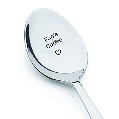 Pops Coffee Spoon - Personalized Gift for Pop - Grandfather Gifts - Fathers Day Spoon - Fathers Day Gift – engraved Spoon. Gifts for Pop - Grandpa Gifts - Fathers Day Present. - BOSTON CREATIVE COMPANY