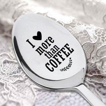 I Love More Than Coffee vintage stamped spoon. Stamped Spoon for Valentines Day. Great Gift for Men, Women. Perfect for the Coffee Lover. Dazzling Design. Keepsake Gift.#SP_025 - BOSTON CREATIVE COMPANY