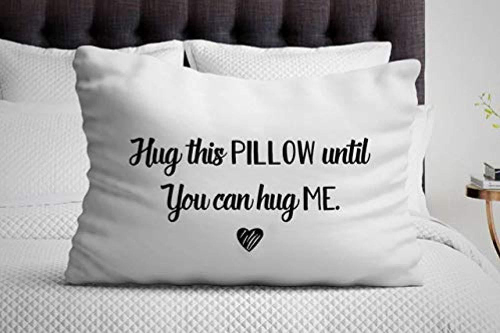Hug This Pillow Until You can Hug me Going Away Gift Long Distance Relationship Gift - BOSTON CREATIVE COMPANY