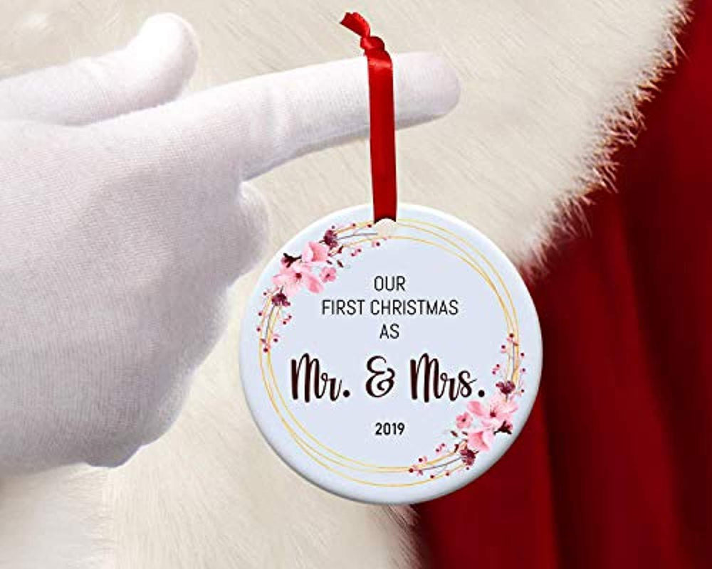 Our first Christmas as Mr and Mrs Wedding Christmas ornament for Couples - BOSTON CREATIVE COMPANY