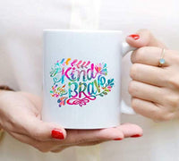 Be Kind Be Brave Coffee Mug Gifts for Daughter Son- Motivational Gift Idea 2020 - BOSTON CREATIVE COMPANY