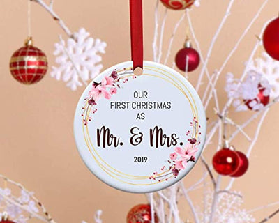 Our first Christmas as Mr and Mrs Wedding Christmas ornament for Couples - BOSTON CREATIVE COMPANY