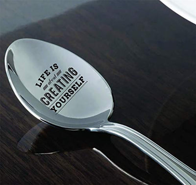 Coffee Spoon for Coffee Lovers - Life is About Creating Yourself with Cute Design - Engraved Silverware - Best Selling Item - Gift for Him - Gift for Her - Lovers Gift - Spoon Gift - BOSTON CREATIVE COMPANY