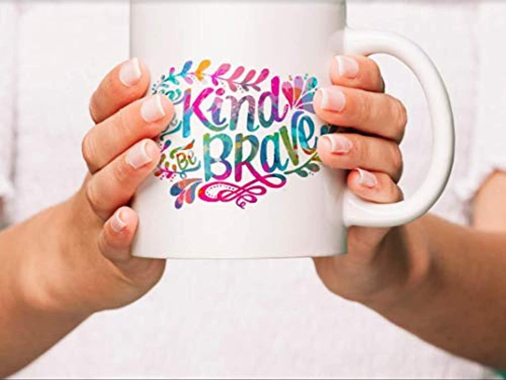 Be Kind Be Brave Coffee Mug Gifts for Daughter Son- Motivational Gift Idea 2020 - BOSTON CREATIVE COMPANY