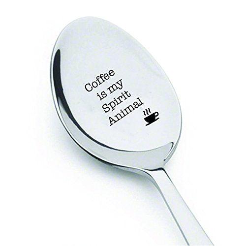 Coffee is my spirit animal- Engraved spoon- Coffer lover- Holiday Season Gift - BOSTON CREATIVE COMPANY