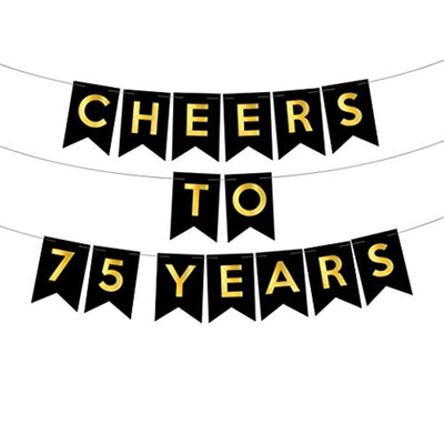 75th birthday party decorations kit - Cheers to 75 years banner | 75 years old party supplies 75th anniversary decorations | Cheers to 75 years gold bunting banner men women| 75 years loved sign - BOSTON CREATIVE COMPANY