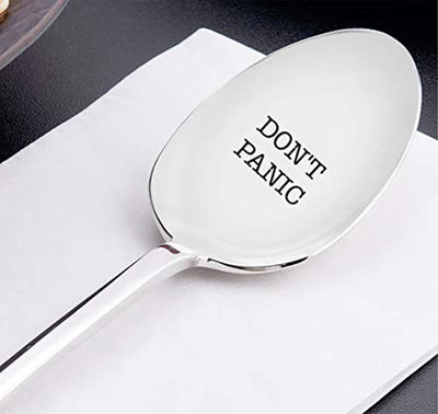 DON'T PANIC Spoon- Birthday Gifts For Teen Girls -Engraved Christmas Present For Mom Dad - BOSTON CREATIVE COMPANY