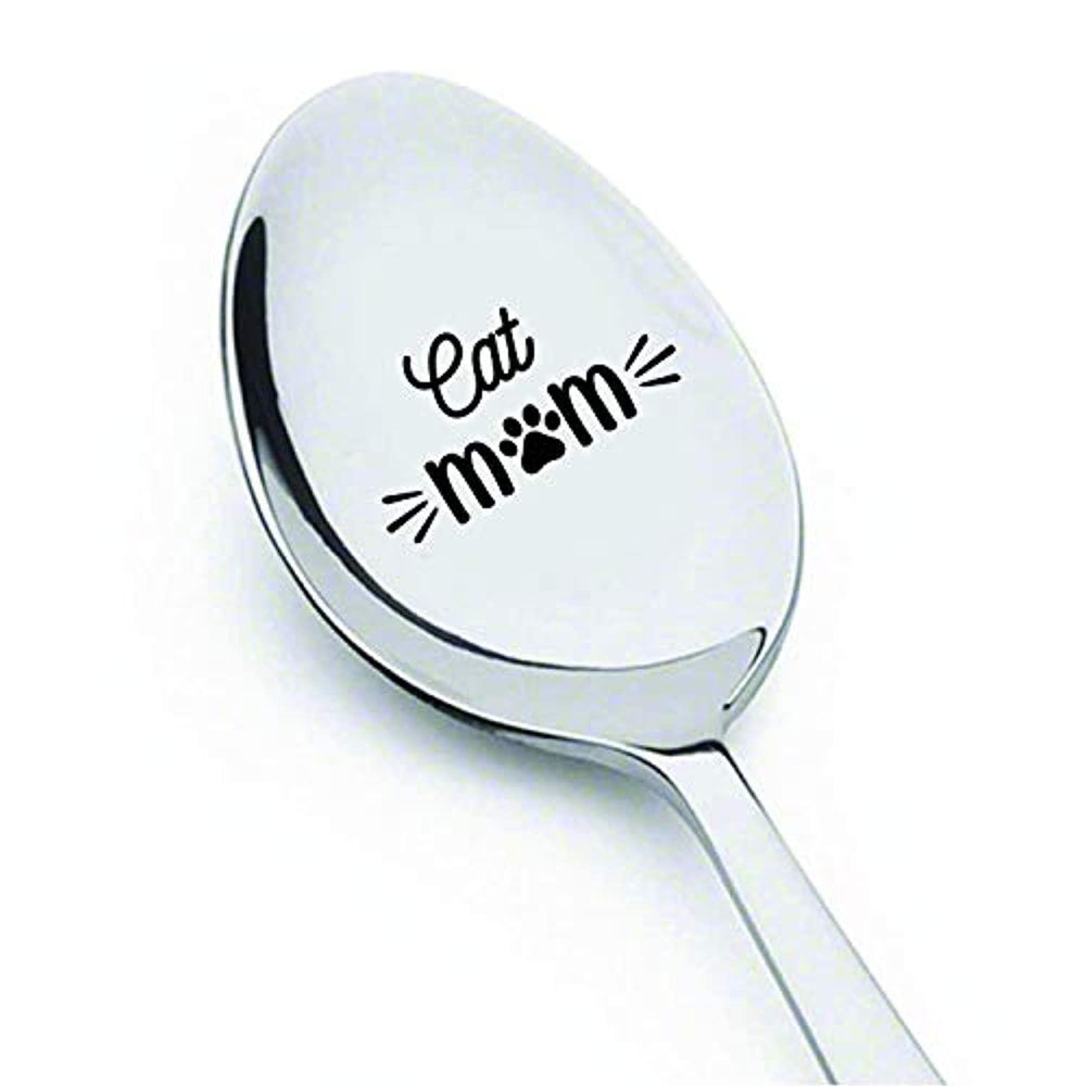 Funny gifts for mom Mothers day gifts Stainless steel spoons Gag gifts Engraved spoon Cat mom Gift for mom Teaspoon Anniversary gifts for mom Funny Spoon Mothers Day Gift - BOSTON CREATIVE COMPANY