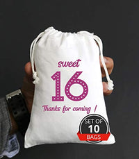 Sweet Sixteen Birthday Party Cotton Favor Bags-Set of 30 - BOSTON CREATIVE COMPANY