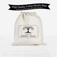 Herbal Soap Logo-Business Event-Customized Drawstring Eco Friendly Favor Bags-Set of 40 - BOSTON CREATIVE COMPANY