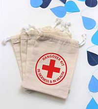 IN SICKNESS AND IN HEALTH| Hangover Kit Gift Bags| Wedding Cotton Muslin  Recovery Kit Bags - BOSTON CREATIVE COMPANY