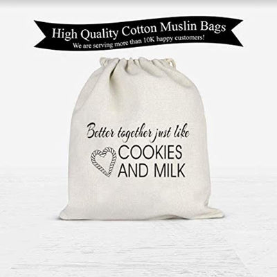 Better Together Just Like Cookies and Milk Cotton Muslin Favors Bags | Thank You Treat Bag - BOSTON CREATIVE COMPANY