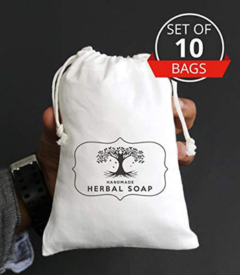 Herbal Soap Logo-Business Event-Customized Drawstring Eco Friendly Favor Bags-Set of 40 - BOSTON CREATIVE COMPANY