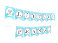 Little Peanut Baby Shower Boy Banner Decoration-Dumbo Party Supplies- Blue Party Home Decorations Party Kit-little Elephant Blue Baby Shower Banner Pennant Or Birthday Party Elephant Decor - BOSTON CREATIVE COMPANY