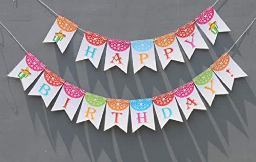 Ideas from Boston- Mexican Fiesta Birthday Party Letter Banner Decoration,Happy Birthday Banner Party Decorations, Fiesta Party Banner,Llama Fiesta Themed Supplies - BOSTON CREATIVE COMPANY