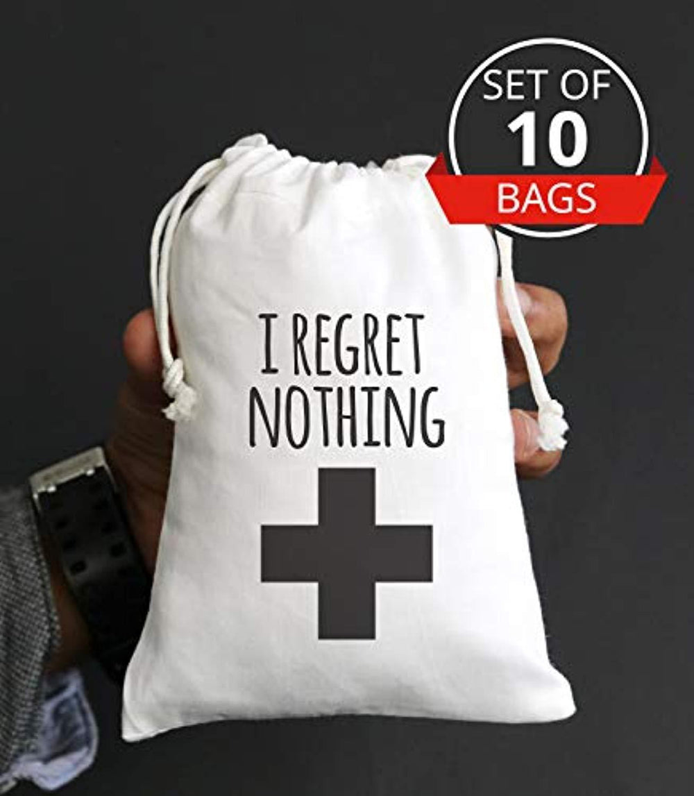 I Regret Nothing Hangover Kit Bachelorette Party Favor Cotton Muslin Favors Bags - BOSTON CREATIVE COMPANY