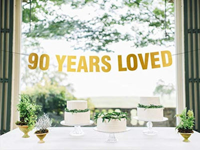 90 Years Loved Banner-90th Birthday Decorations For Men-90th years old Wedding Anniversary Party Decorations Grandma Supplies-90 years blessed Women ideas - BOSTON CREATIVE COMPANY
