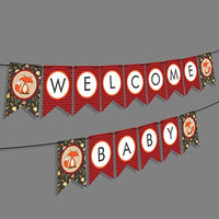 Party Tarty-Woodland creature banner Welcome Baby Fox Animal Themed Baby Shower First Birthday Banner-Forest themed Baby Shower Neutral Party Supplies Decorations Woodland Gender Reveal Banner - BOSTON CREATIVE COMPANY
