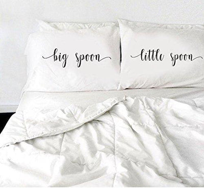 Big Spoon Little Spoon Pillow Cases - Wedding Gift Set of 2 - BOSTON CREATIVE COMPANY