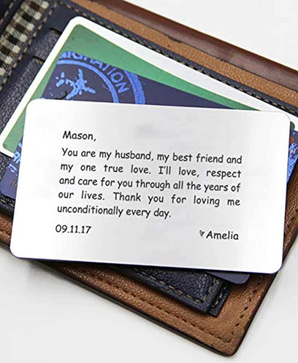 Mens Valentines Gifts for Him Boyfriend Husband Anniversary Metal Wallet Card Insert Gift Birthday Wedding Engagement Engraved I Love You Gifts from