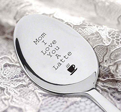 Mom I love you a latte with "cup" sign engraved on spoon - gift for mom - BOSTON CREATIVE COMPANY