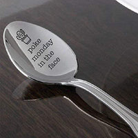 Cactus Quote - Poke Monday in the Face - Bestselling item - Funny engraved Spoon with Succulent - Motivational Gifts - coffee or tea spoon - Coffee Cactus Lover#SP_048 - BOSTON CREATIVE COMPANY