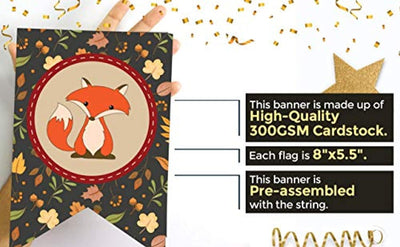 Party Tarty-Woodland creature banner Welcome Baby Fox Animal Themed Baby Shower First Birthday Banner-Forest themed Baby Shower Neutral Party Supplies Decorations Woodland Gender Reveal Banner - BOSTON CREATIVE COMPANY