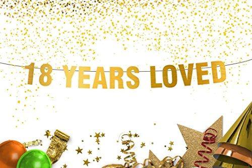 18 Years Loved Gold Banner 18th birthday decorations banner - BOSTON CREATIVE COMPANY