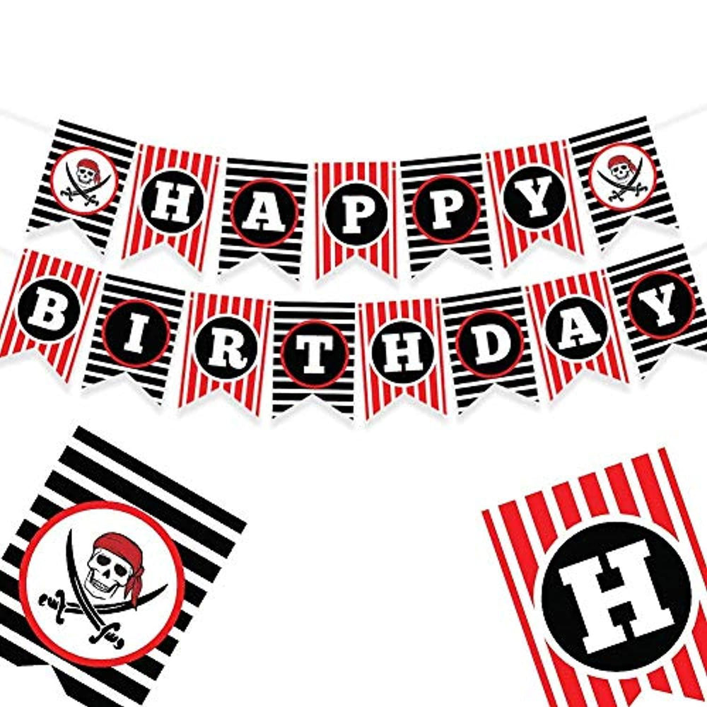 PIRATE THEMED HAPPY BIRTHDAY BANNER - Pirate party supplies