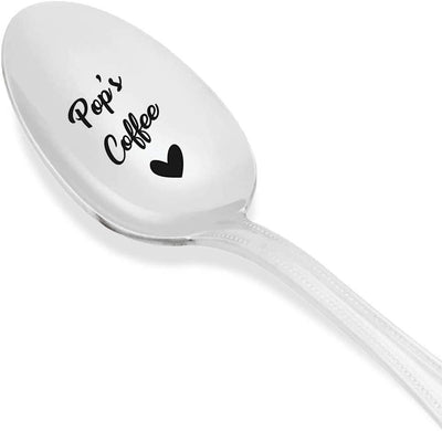 Dad gifts - Pops Coffee spoon - Unique Gifts for Dad - Engraved Spoon - Funny gifts - Fathers Day Spoon - coffee lover gifts - Daddy gifts from daughter - 7 Inches - BOSTON CREATIVE COMPANY