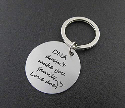 Step Parent Keyring-DNA Doesn't Make You Family Love Does Adoption Keychain Gifts - BOSTON CREATIVE COMPANY