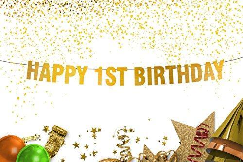 1st birthday decorations  First birthday party  happy birthday Gold  banner - BOSTON CREATIVE COMPANY