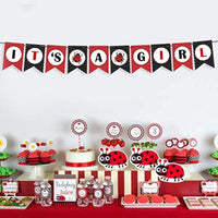 ITS A GIRL Miraculous Ladybug Party Supplies Welcome Baby Shower Happy Little Banner-Highchair Banner 1st Birthday Girl Red And Black Decoration-Girl 12 Month Banner First Birthday Hanging Flags - BOSTON CREATIVE COMPANY