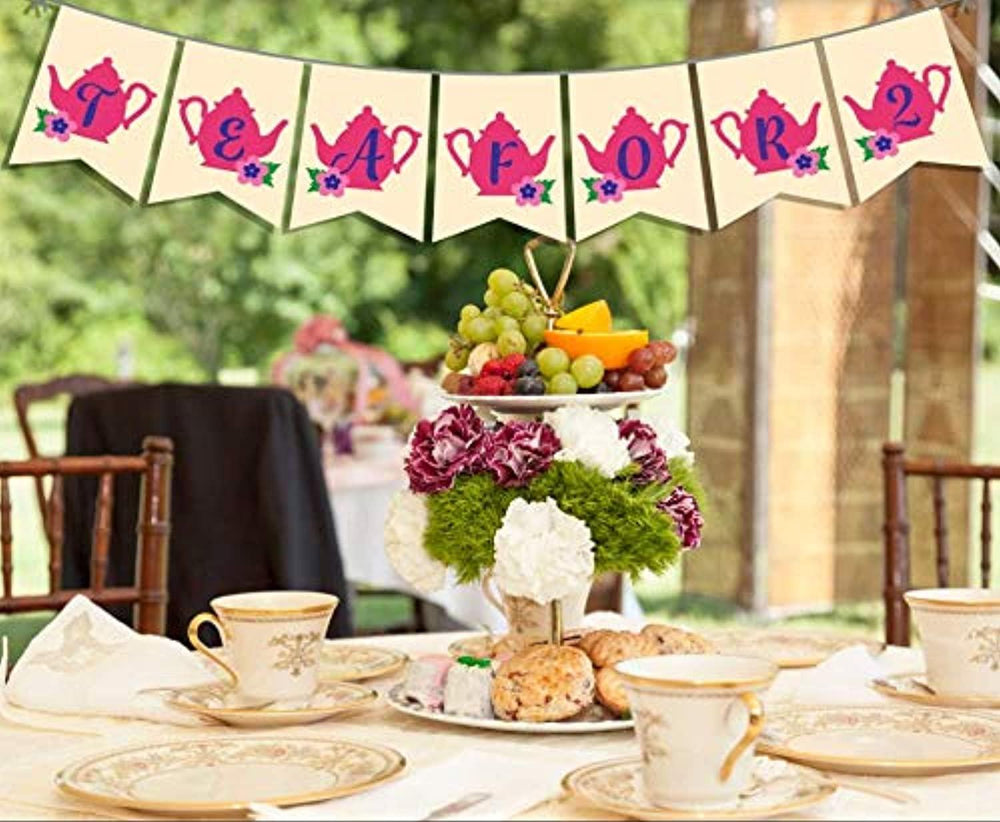 Ideas from Boston-Tea party Banner decoration, Tea for 2 banner, Tea party supplies, Engagement Decor Bridal Shower, High Tea Party Banner, couple banner decoration, Bachelorette Party Decoration, Tea Party Decorations ,Tea Time Banner - BOSTON CREATIVE COMPANY