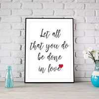 Let All That You Do Be Done in Love Poster | Goddaughter Gifts from Godmother | Bible Quote Wall Art - BOSTON CREATIVE COMPANY