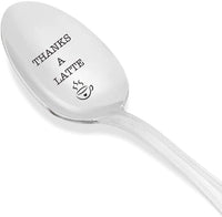 THANKS A LATTE Spoon - A Perfect Gift For a Colleagues -Coffee Together Forever-Best Selling Engraved Spoon - BOSTON CREATIVE COMPANY