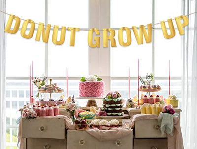 Donut Grow Up Party Supplies Donuts Time First Happy Birthday Party Decorations Kit Boy Or Girl -Donut Grow Up Banner For Doughnut Themed Baby Shower Decor - BOSTON CREATIVE COMPANY