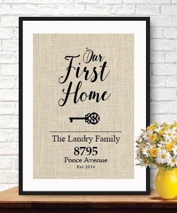 Our First Home Burlap Print - BOSTON CREATIVE COMPANY