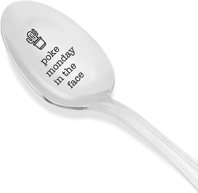 Cactus Quote - Poke Monday in the Face - Bestselling item - Funny engraved Spoon with Succulent - Motivational Gifts - coffee or tea spoon - Coffee Cactus Lover#SP_048 - BOSTON CREATIVE COMPANY