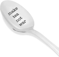 Make tea not war- engraved spoon- coffer lover- engraved silver ware by Boston creative company - BOSTON CREATIVE COMPANY